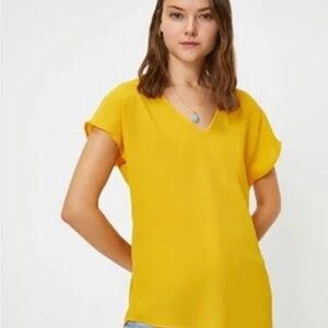 Yellow V-Neck Women's Top